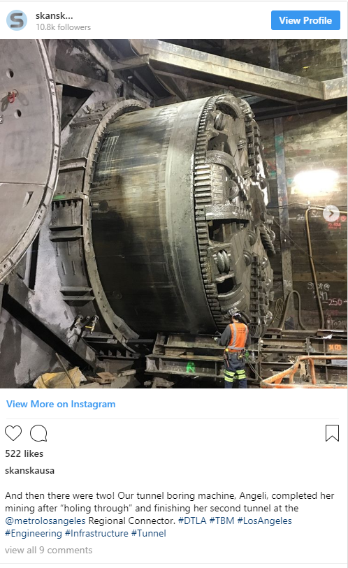 Tunnel boring machine Angeli at our Regional Connector project in Los Angeles—524 likes