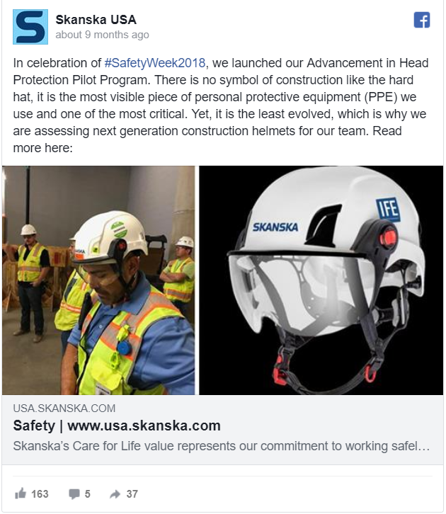 Safety Week launch: advancement in Head Protection Pilot Program—278 reactions, comments and shares