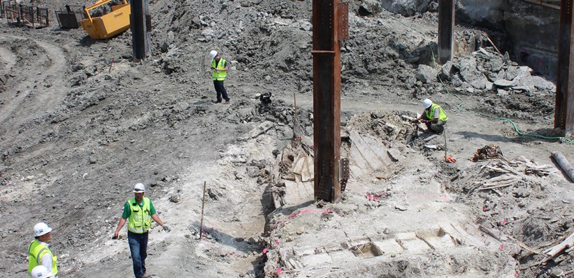 Shipwreck discovery at the 121 Seaport site. Shipwreck discovery at the 121 Seaport site.