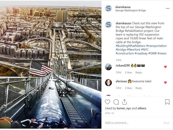 View from our George Washington Bridge Rehabilitation project – 727 likes 