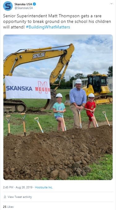Our Matt Thompson gets a rare opportunity to break ground with his children at the site of their future school in Harrison, Ohio – 25 likes 