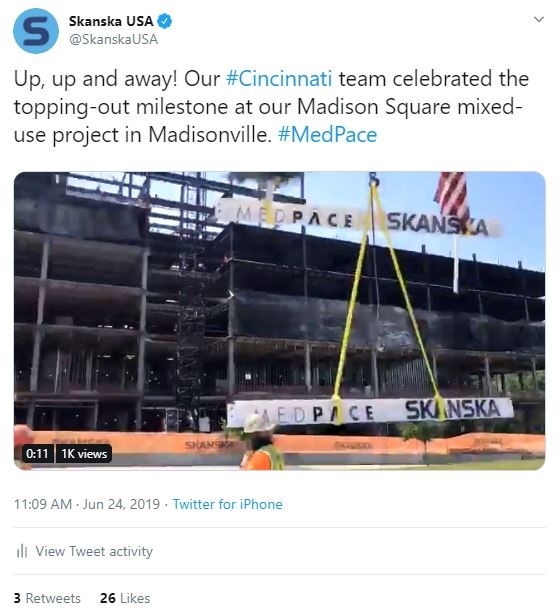 Topping out at the Madison Square mixed-use project – 1,000 views 